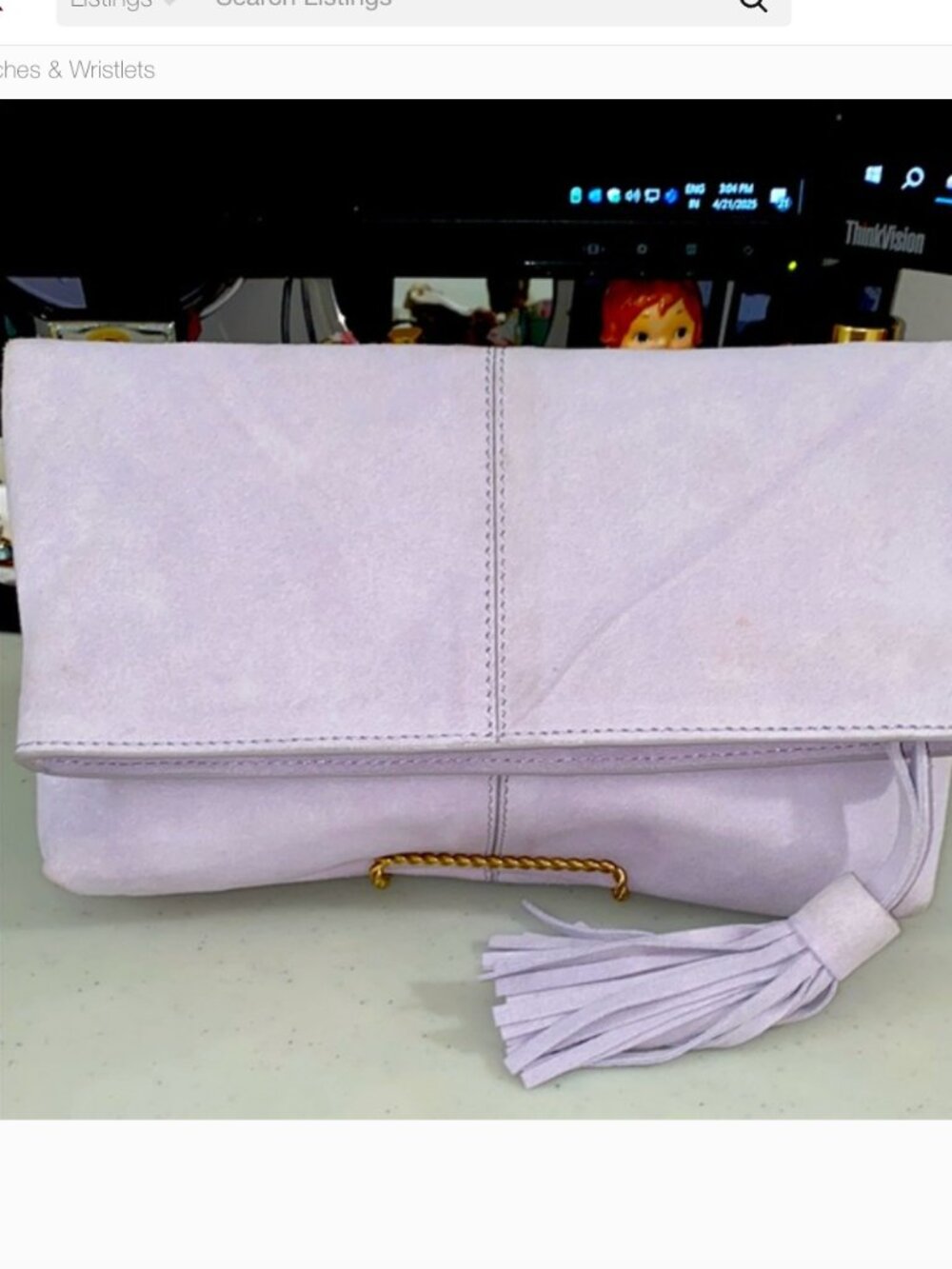 Clutch with tassel 100% Suede leather